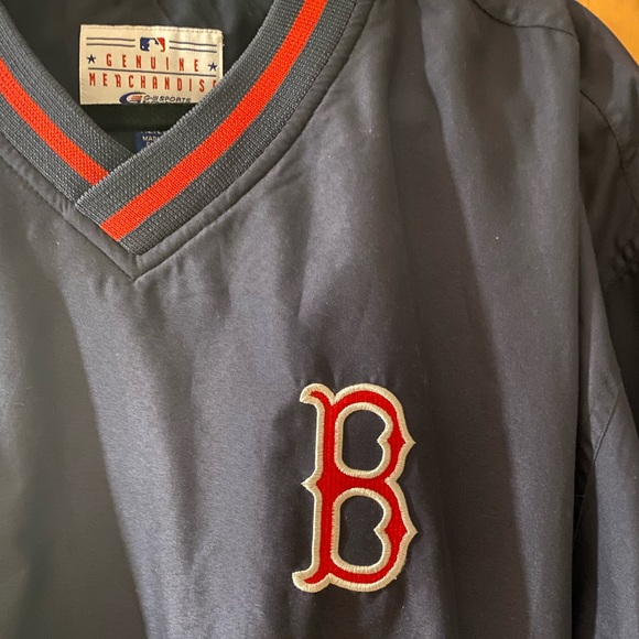 Vintage Genuine Merch Boston Red Sox Bomber Jacket Carl Banks V Neck Blue L - Picture 2 of 8